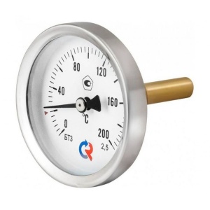 Термометр биметаллический РОСМА БТ-51.211 1/2" 100 мм, 0-160C, шток L-64 мм, кл. 1,5