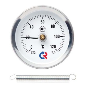 Термометр биметаллический РОСМА БТ-30.010 63 мм, 0-120C, кл. 2,5, накладной с пружиной